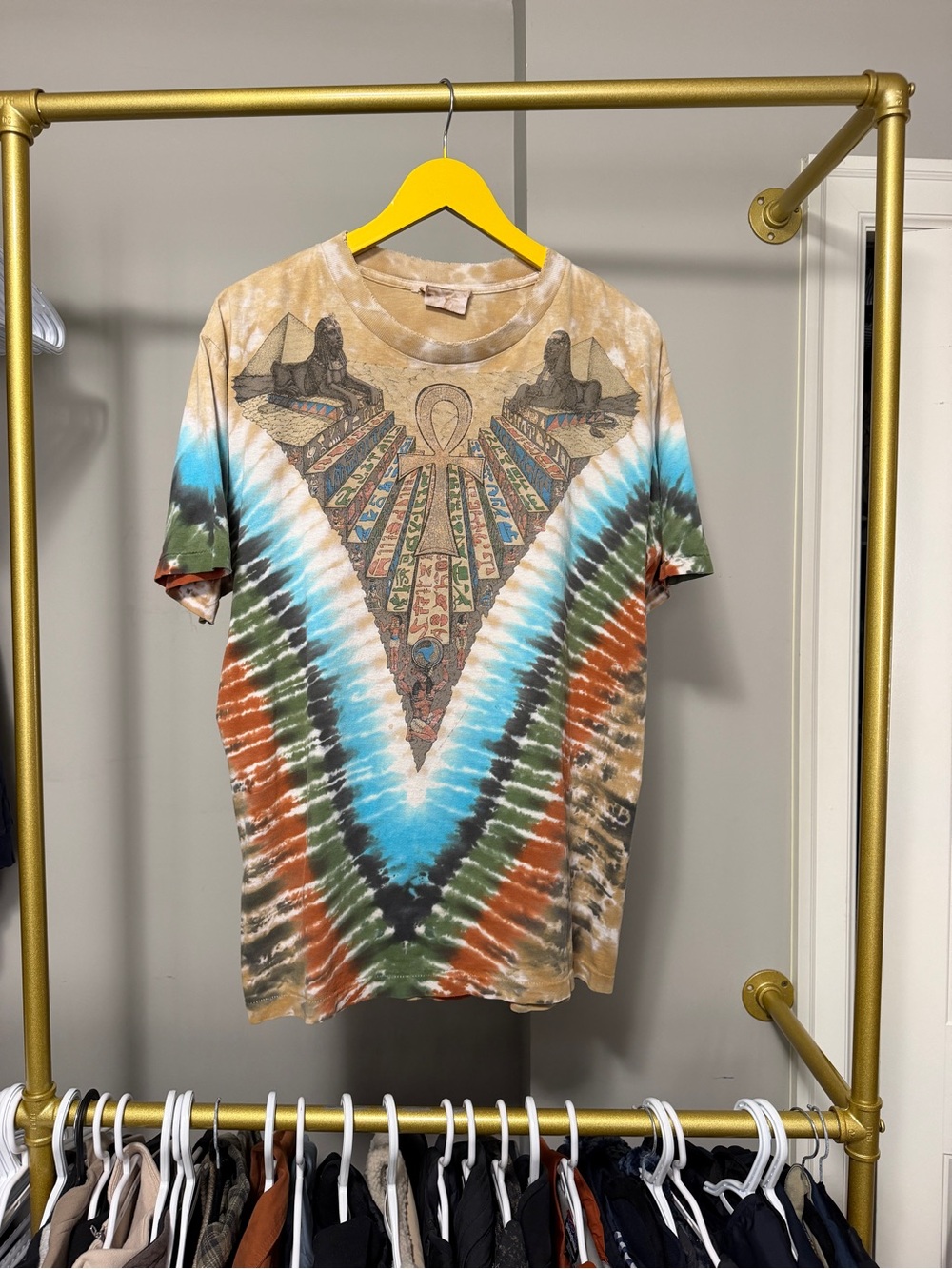 Vintage Distressed Tie-Dye Aztec Men’s Shirt Multicolor